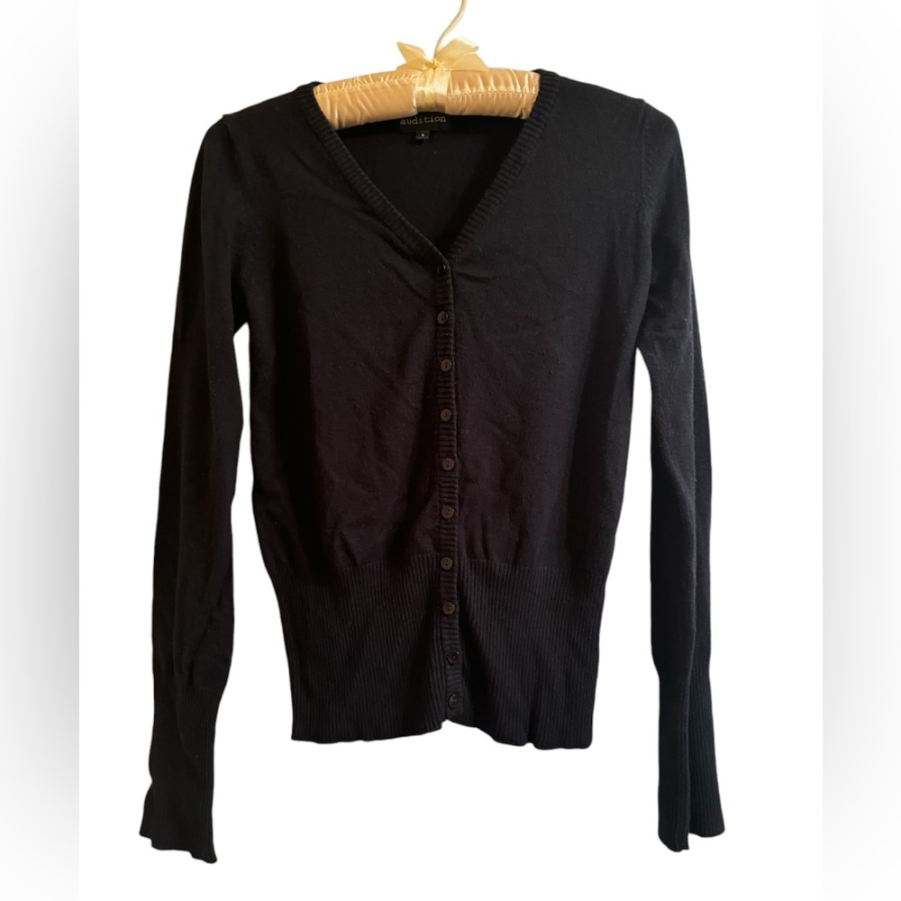 Women’s Button Down Cardigan Sweater Top Size Small Color Black